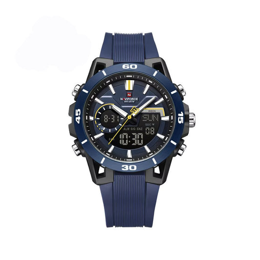 Naviforce 7135 Luxury Analog Quartz Wristwatch with Silicone Strap, Waterproof Casual & Business Style Men’s Watch- Blue