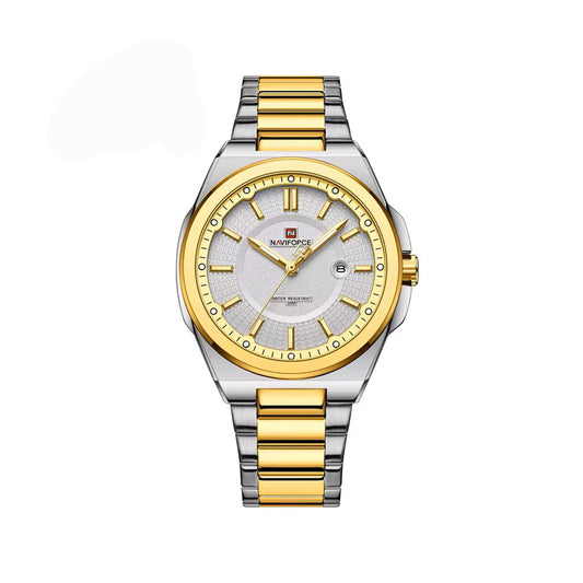 NAVIFORCE 9212 Stainless Steel Men’s Quartz Movement Watch - Silver Gold