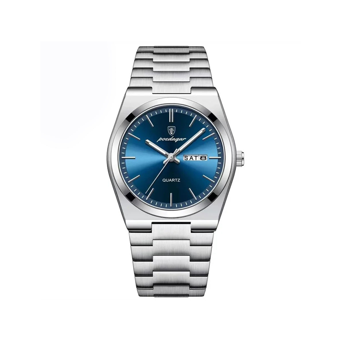 POEDAGAR 930 Business Luminous Stainless Steel Quartz Men's Watch- Silver Blue