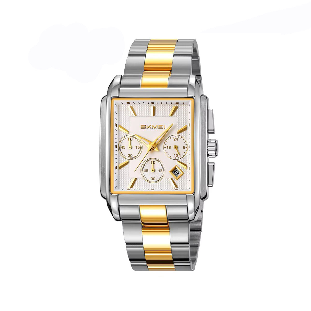 SKMEI 2339 Luxury water Resistant stainless-steel Top-Quality Men’s watch- Silver Gold
