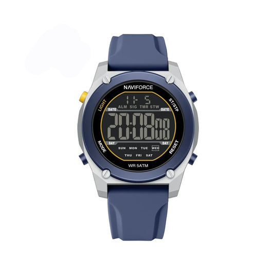 NAVIFORCE NF7134 Night Light Calendar Display Waterproof Shockproof Silicone Strap Men's Fashion Sport Watch- Blue