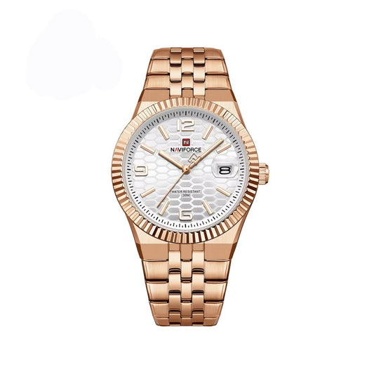 NAVIFORCE 9277 Stylish Analog Quartz Men’s Watch with Durable Stainless Steel Strap and Water Resistance- Rose Gold
