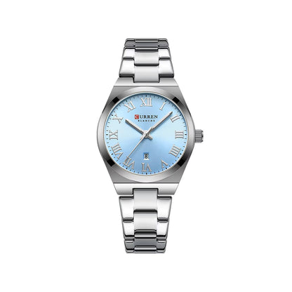 CURREN 9095 Elegant Stainless Steel Classic Women Quartz Watch- Silver