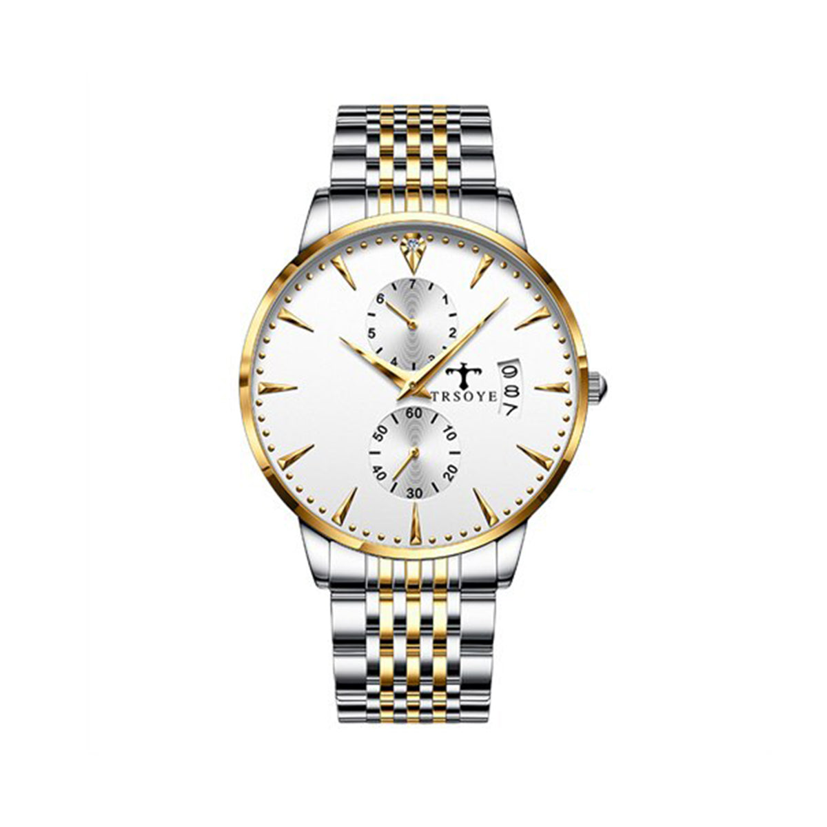 Trsoye 638 Stainless Steel Watch for Men - Silver & Rose Gold