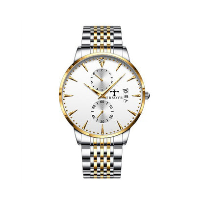 Trsoye 638 Stainless Steel Watch for Men - Silver & Rose Gold