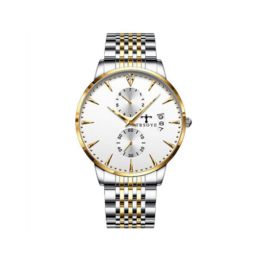 Trsoye 638 Stainless Steel Watch for Men - Silver & Rose Gold