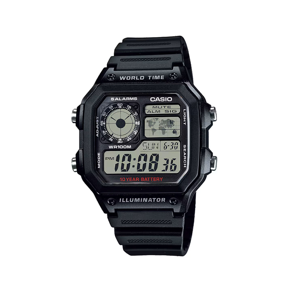 CASIO AE-1200WH-1AV Youth Digital World Time Watch