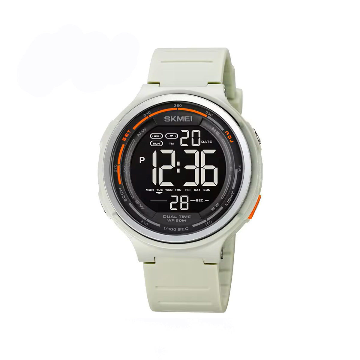 SKMEI 1841 LED Light Digital Mens Sport Watch - White