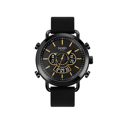 SKMEI 1860 Dual Display Chronometer Silicone Belt Quartz Watch For Men