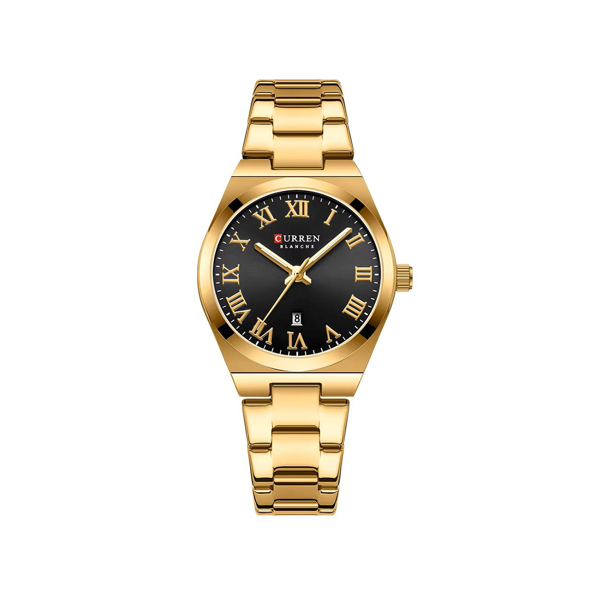 CURREN 9095 Elegant Stainless Steel Classic Women Quartz Watch- Gold Black