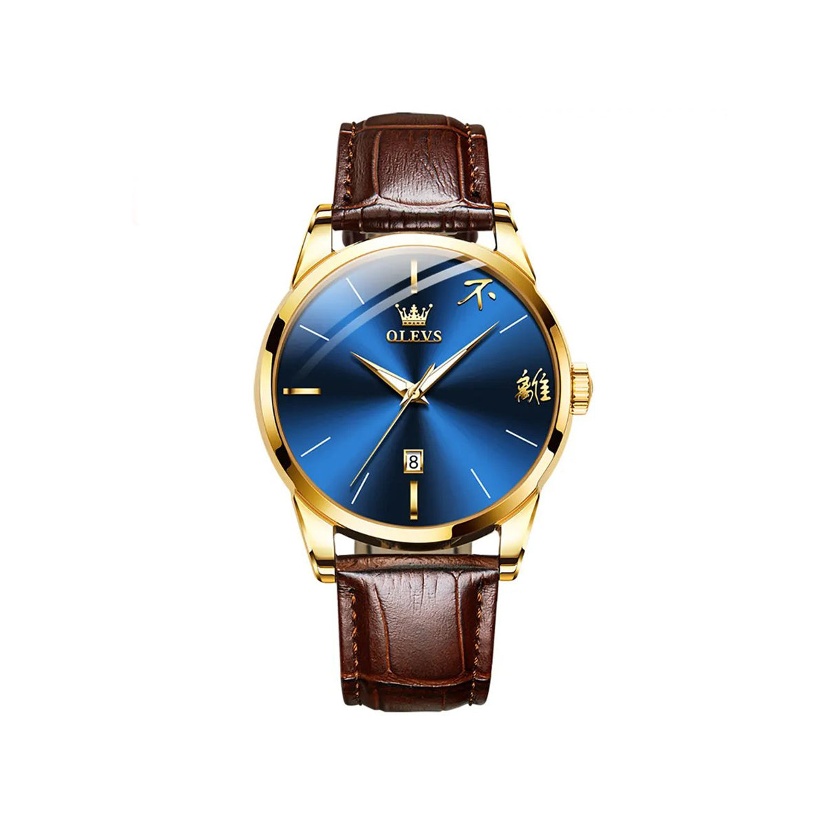 Olevs 2865 Luxury Fashion Belt Watch For Men's- Brown Gold & Blue