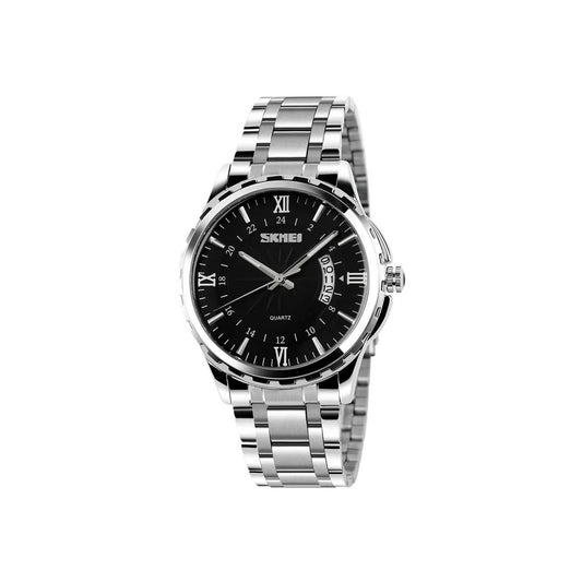 Skmei 9069 luminous needles stainless luxury Men’s watch- Silver Black