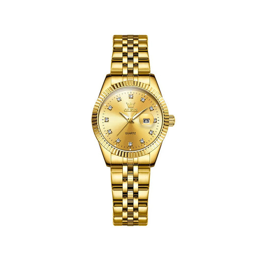 OLEVS 5526 High Quality Luxury Quartz Woman Watch- Gold