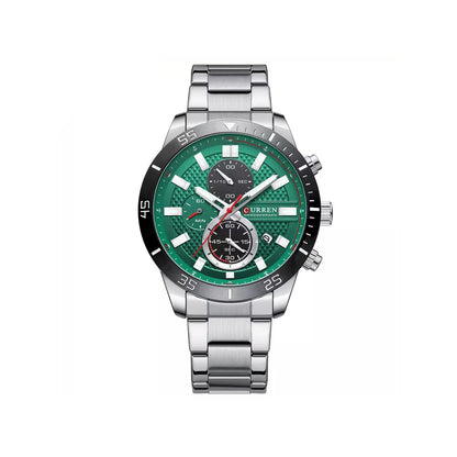 CURREN 8417 Chronograph Luminous Watch for Men - Silver & Green