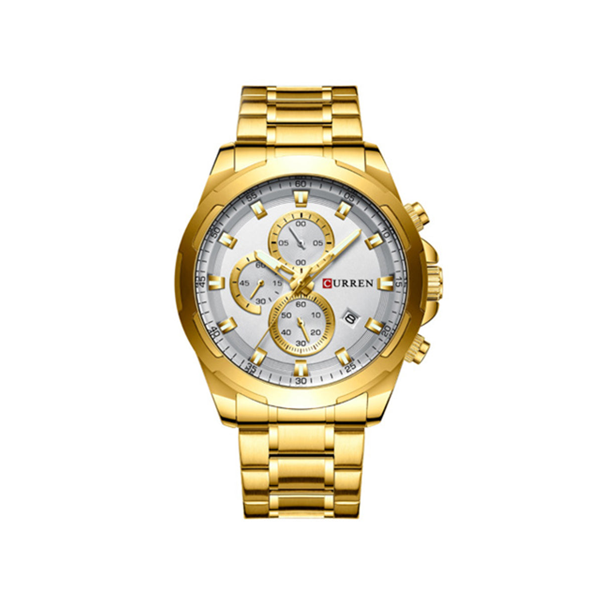 CURREN 8354 Chronograph Stainless Steel Watch for Men - Gold