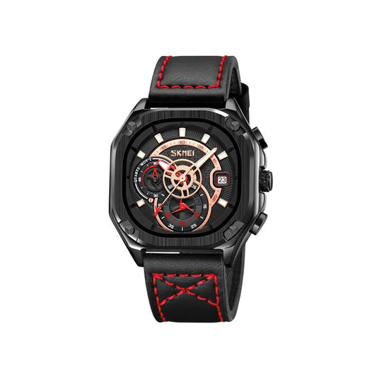 SKMEI 9313 Luxury Unique Design Mens Quartz Watch- Black