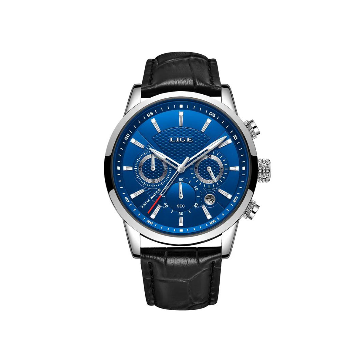 LIGE 9866 Stainless Steel Multi-function chronograph watch - Black Blue