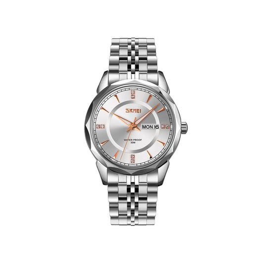 SKMEI 9268 japan movement quartz Stainless Steel Wristwatch for Men's- Silver