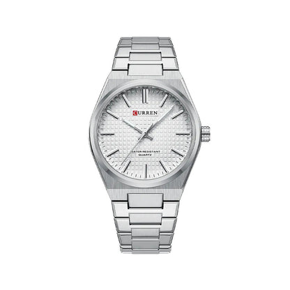 CURREN 8439 Top Brand Luxury Stainless Steel Quartz Man Wristwatch- Silver