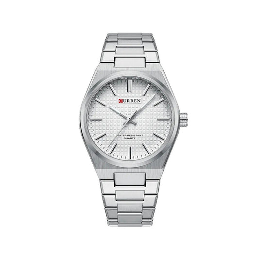 CURREN 8439 Top Brand Luxury Stainless Steel Quartz Man Wristwatch- Silver