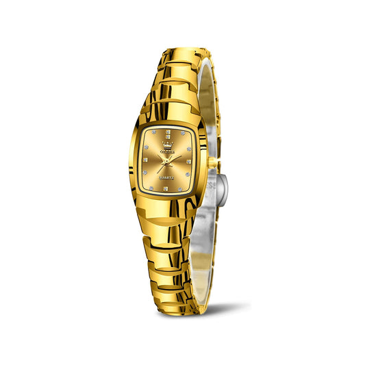 OLEVS 7015 Premium Tungsten steel Diamond Gold Ceramic Ladies watch- Gold