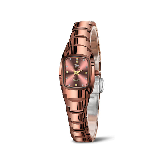 OLEVS 7015 Premium Tungsten steel Diamond Gold Ceramic Ladies watch- Rose Gold