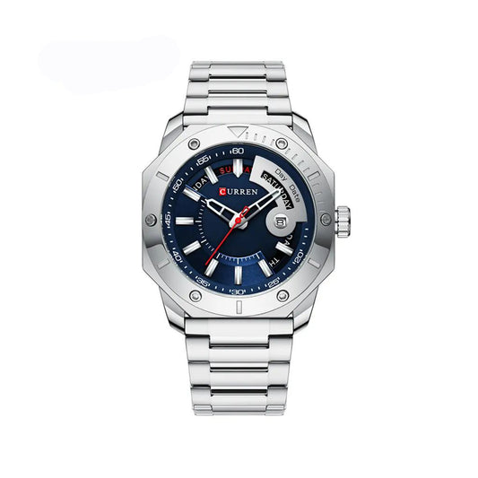 CURREN 8344 Stainless Steel Watch for Men - Silver Blue