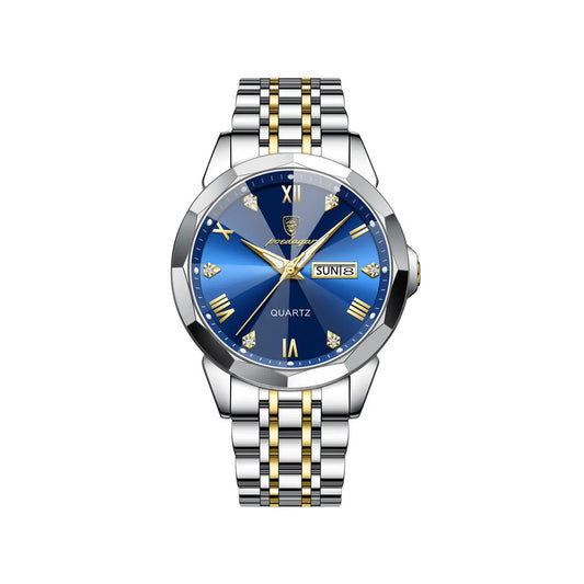 Poedagar 810 Diamond cart Stainless Steel Luminous Quartz Men watch