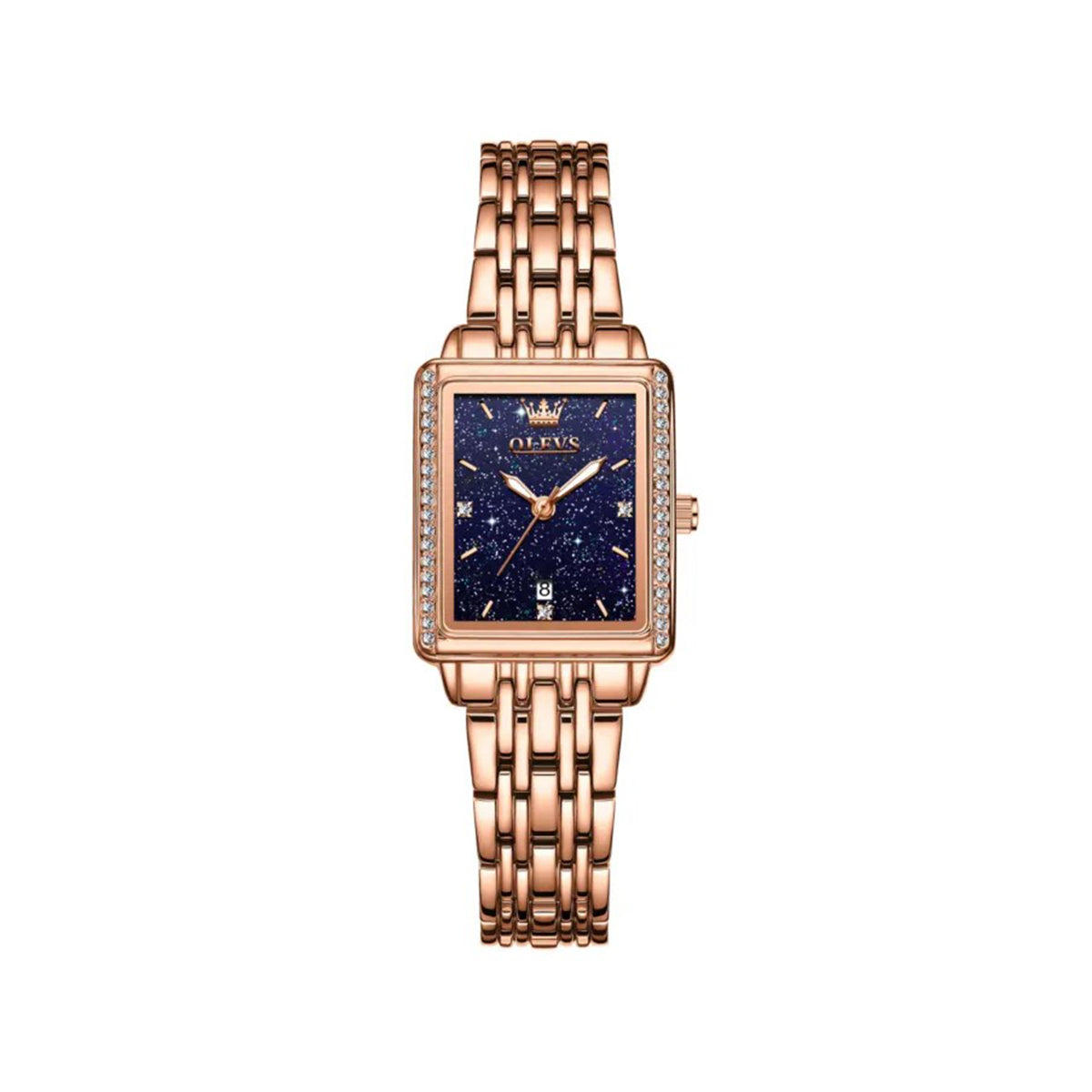 OLEVS 9995 Square Shape Watch for Woman- Rose Gold