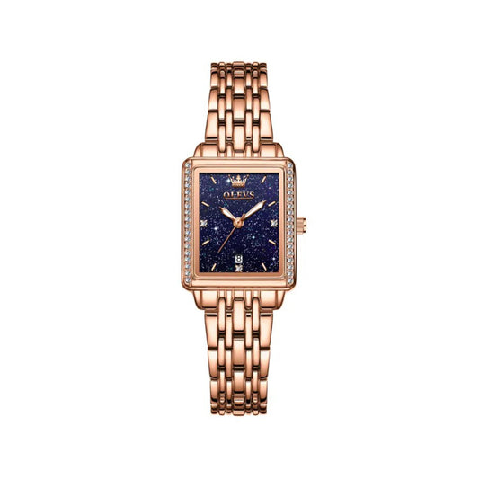OLEVS 9995 Square Shape Watch for Woman- Rose Gold