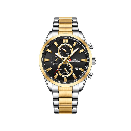 CURREN 8445 Luxury Brand Watch for Men - Silver Gold & Black