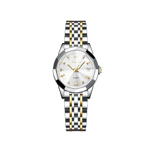OLEVS 9931 Luxury Water-resistant women Quartz Wristwatch- Silver Gold