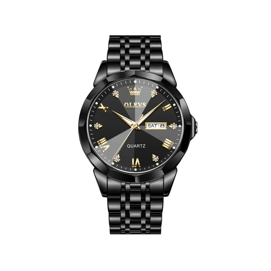 Olevs 9931 New luxury Fashion stainless steel imported quartz movement wrist-watch for Men- Black