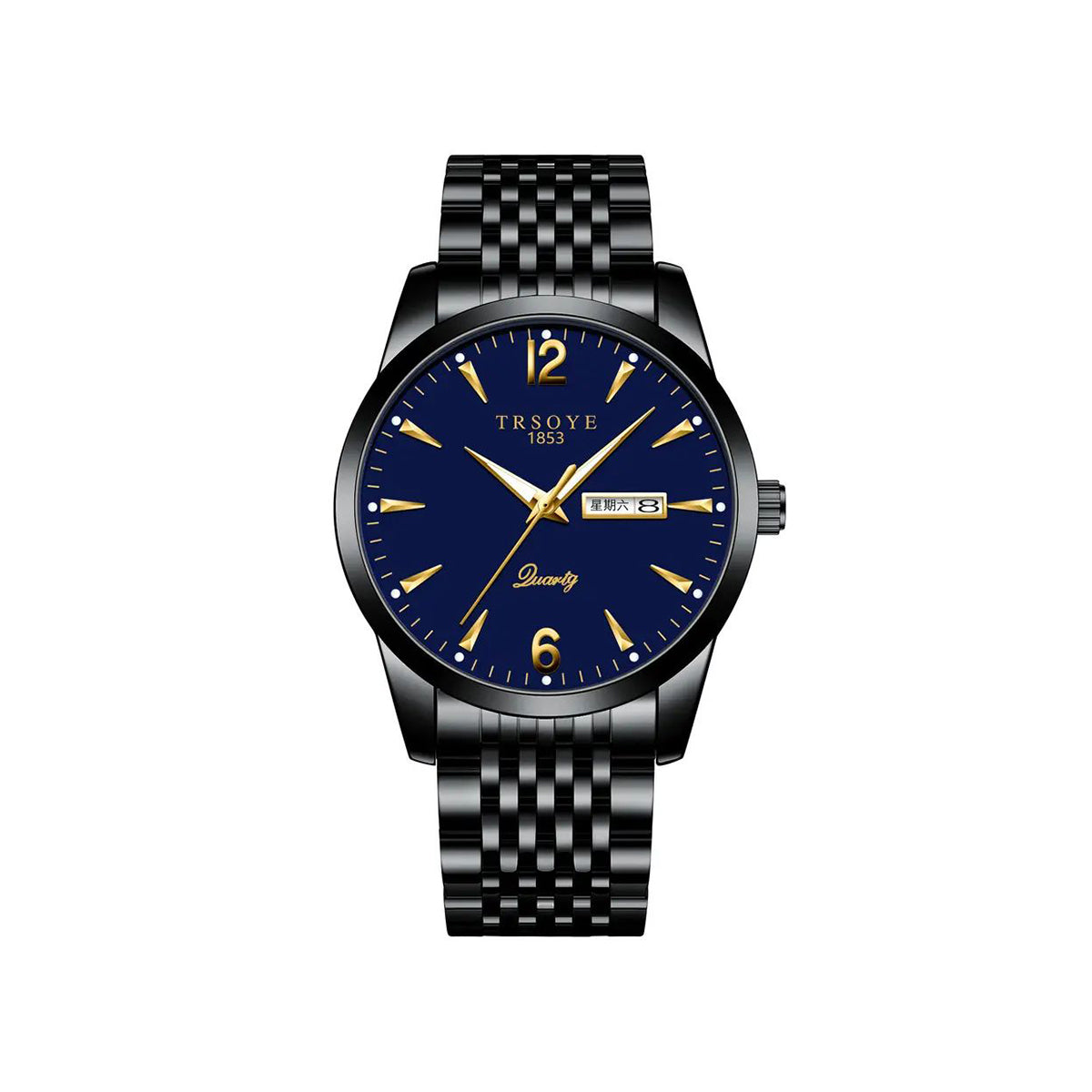 Trsoye 068 Custom Strap Design Fashion Hands Men Wristwatch- Black Blue