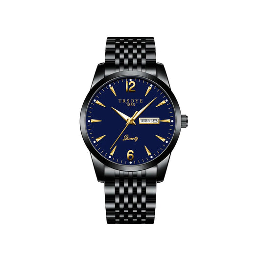Trsoye 068 Custom Strap Design Fashion Hands Men Wristwatch- Black Blue