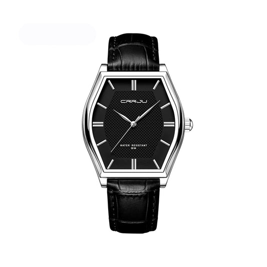 CRRJU 5020 Casual Quartz Leather Belt Men’s Watch- Black
