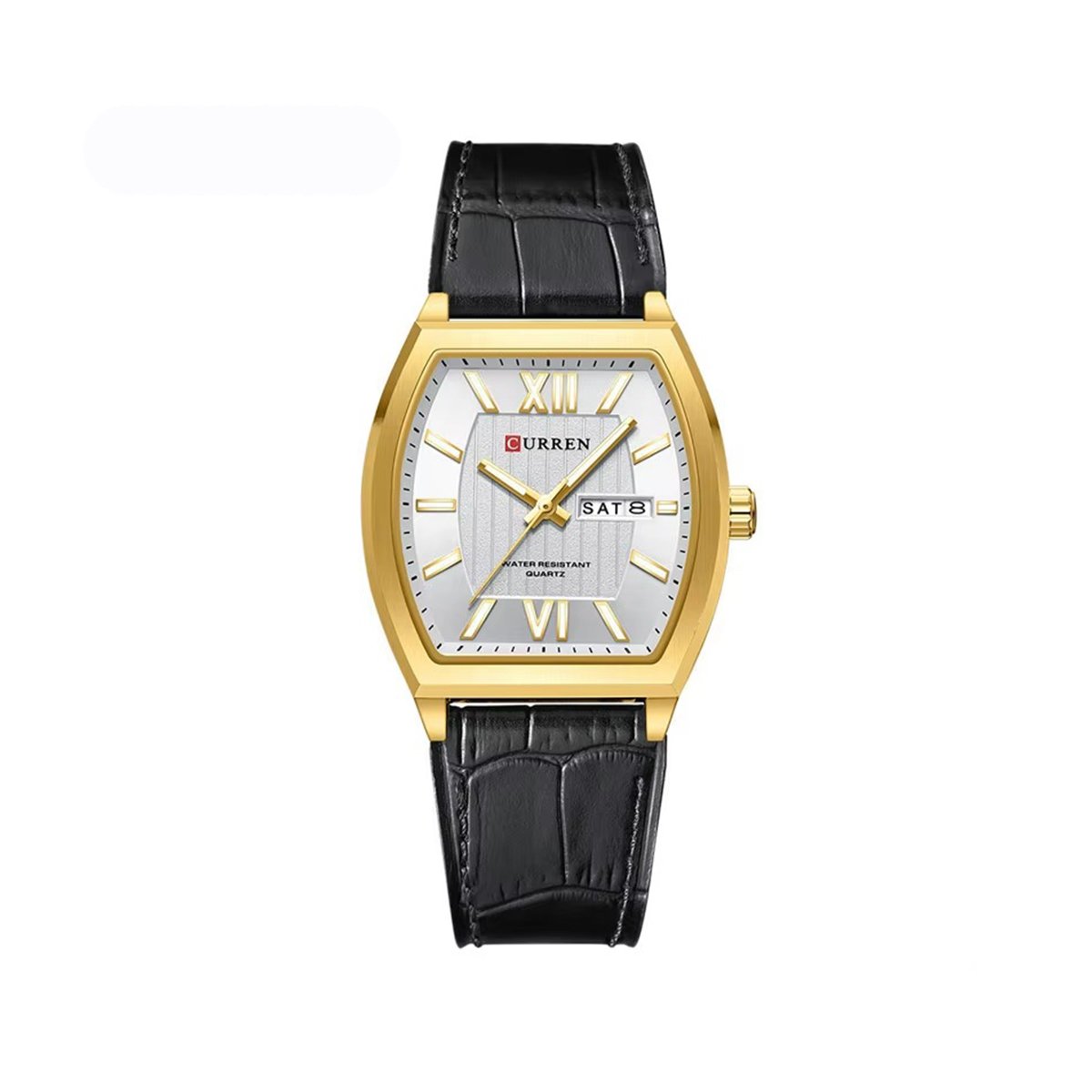 Curren 8478 Elegant Calendar Luminous Leather Strap Retro Men’s Watch- Black Gold