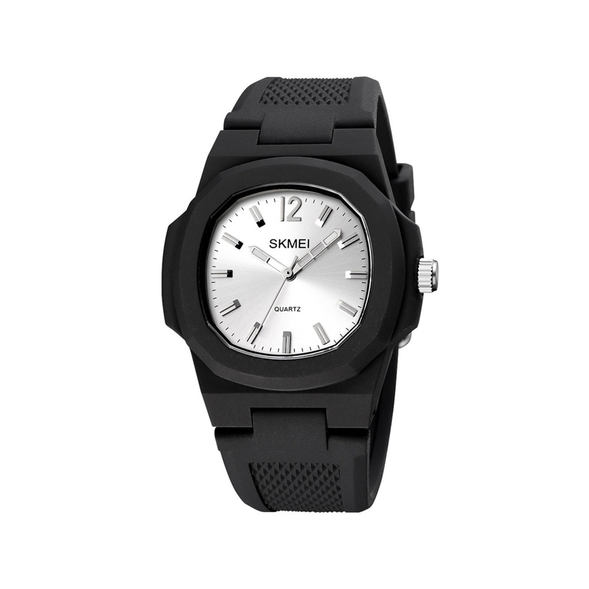 SKMEI 1717 Silicon Strap Analog Watch For Men-Black Silver