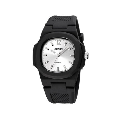 SKMEI 1717 Silicon Strap Analog Watch For Men-Black Silver