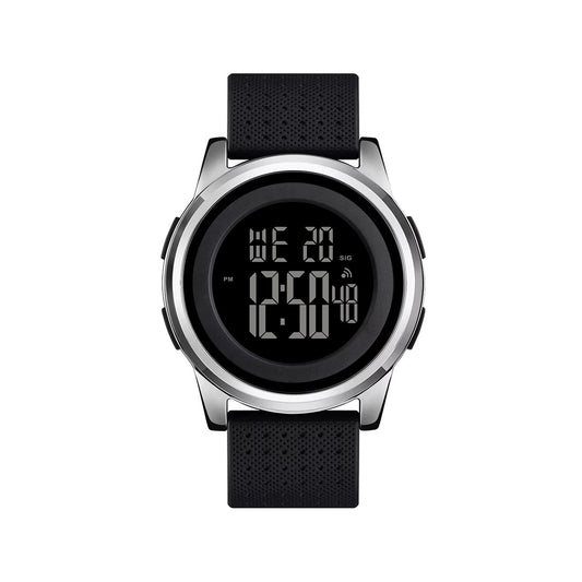 SKMEI 1502 Silicon strap resin glass 5 ATM waterproof digital watch for Men’s- Black Silver