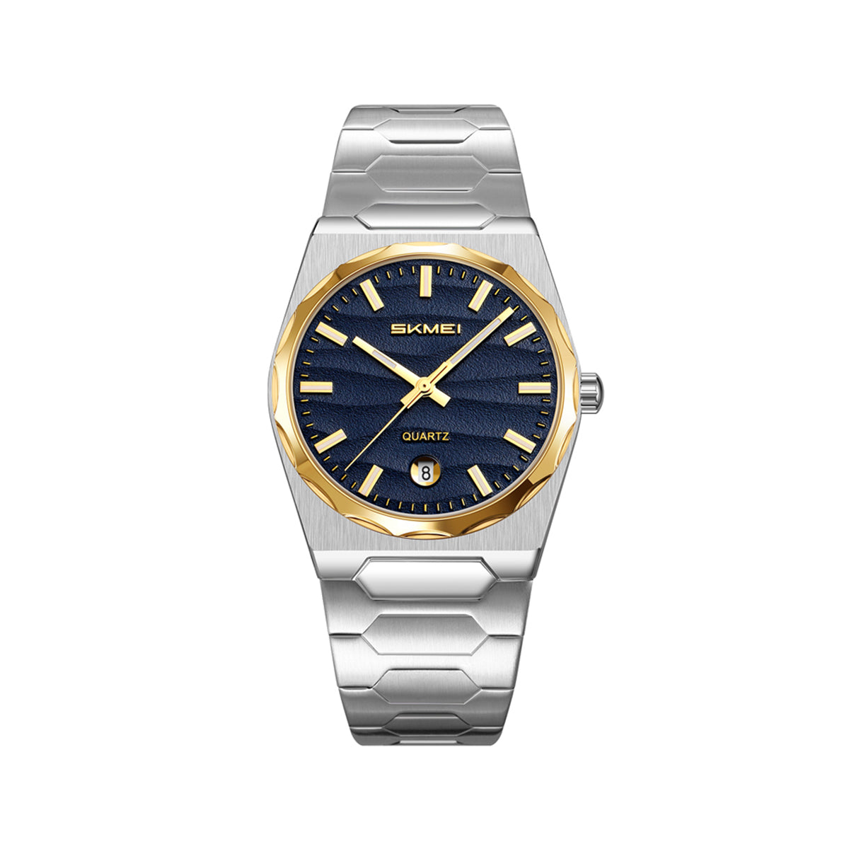 SKMEI 9382 Men's Stainless Steel Quartz Watch - Blue Golden