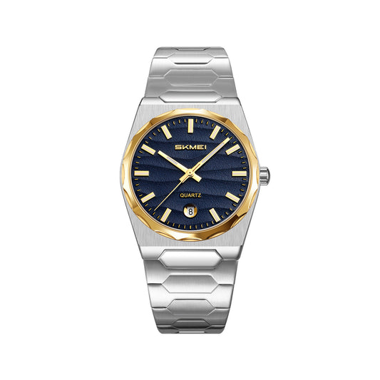 SKMEI 9382 Men's Stainless Steel Quartz Watch - Blue Golden