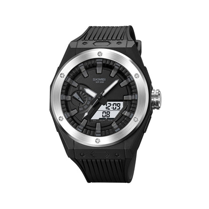 SKMEI 2103 Dual Time Digital Analog Quartz Men's Watch - Black Silver