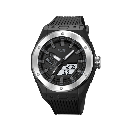 SKMEI 2103 Dual Time Digital Analog Quartz Men's Watch - Black Silver