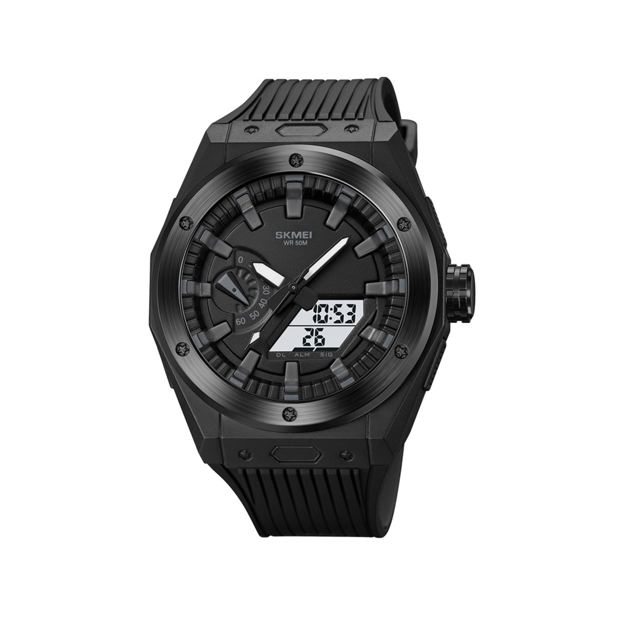 SKMEI 2103 Dual Time Digital Analog Quartz Men's Watch - Black
