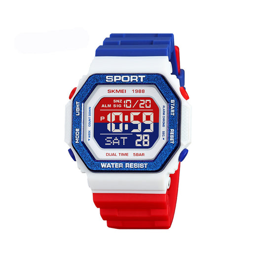 Skmei 1988 Sports Waterproof Men Digital Watch - Red Green White Mix