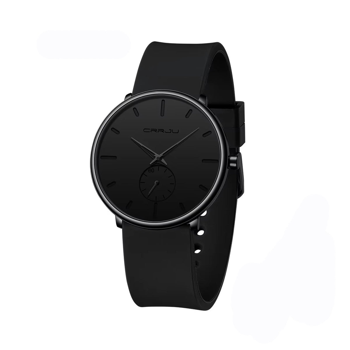 CRRJU 2150 Ultra-Thin Design Silicone straps Casual Quartz Men’s Watch- Black