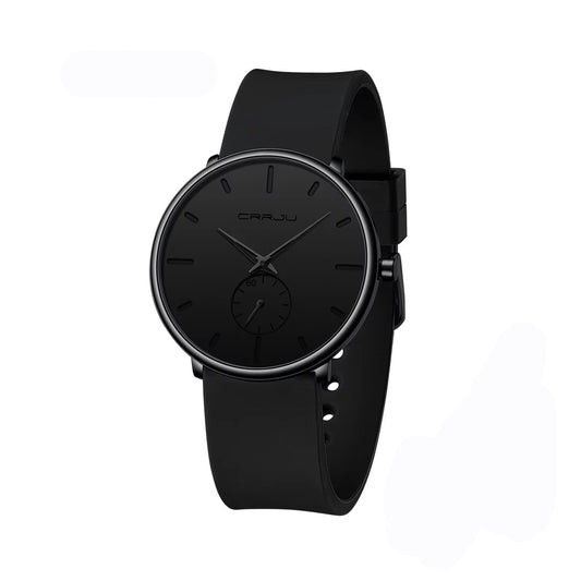 CRRJU 2150 Ultra-Thin Design Silicone straps Casual Quartz Men’s Watch- Black