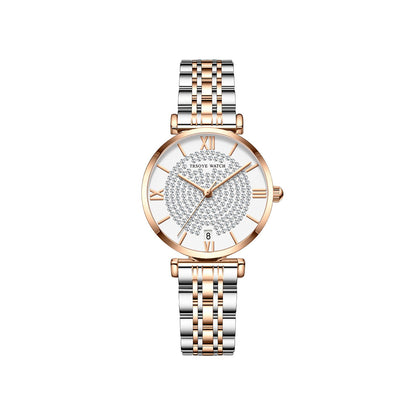 Trsoye 8821 luxury quartz women fashion  watch- Silver & Rose Gold
