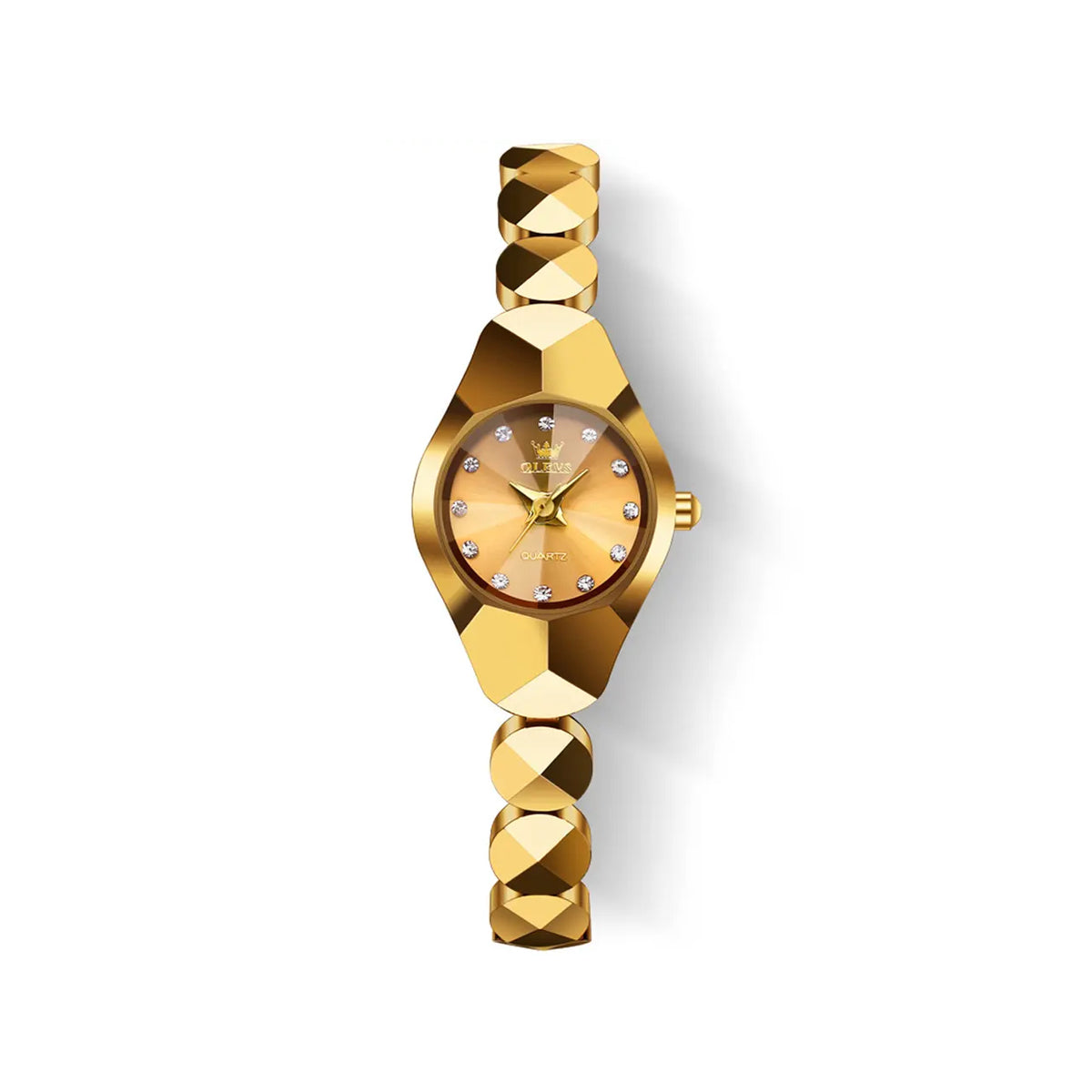 OLEVS 7007 Luxury Classic Tungsten Steel Strap Fashion business Quartz Watch for Women- Gold